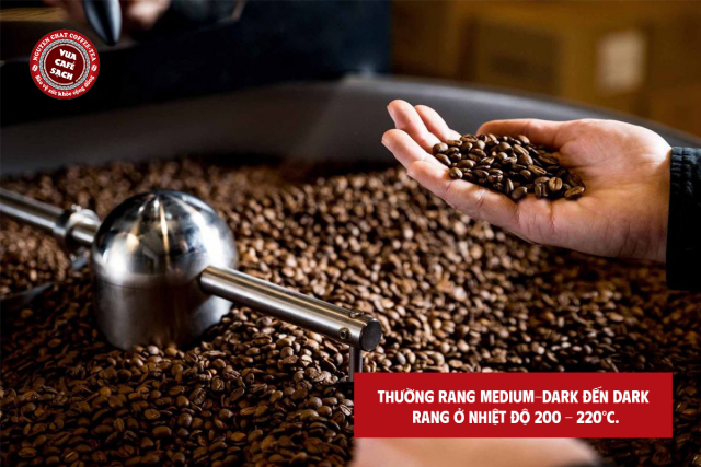 Cà phê Culi Robusta được rang tại nhà máy Vua Cafe Sạch