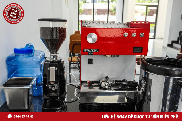 Máy pha cafe MODERNO nhỏ gọn, hiện đại, phù hợp cho gia đình và quán cà phê.
